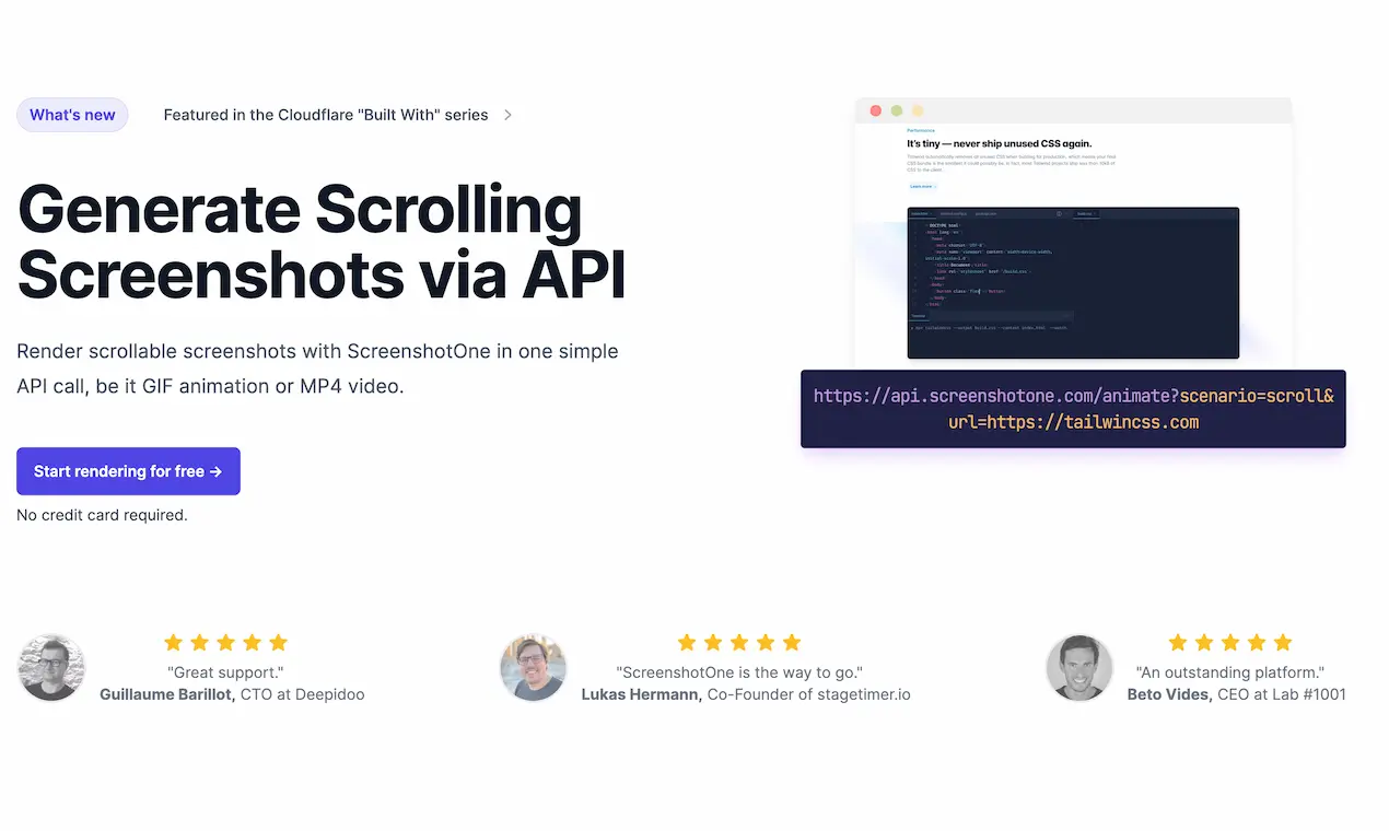 ScreenshotOne Product Snapshot